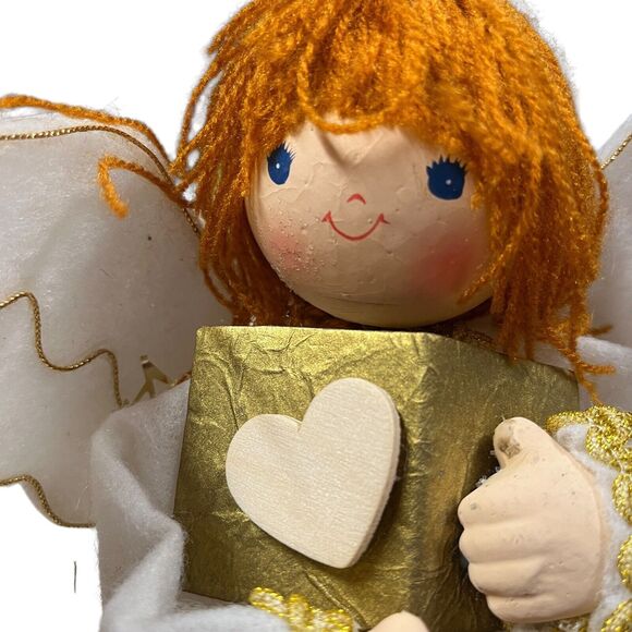 Angel Tree Topper Farmhouse Cloth Vintage Naturaltrim Retro Redhead Kitsch Decor - Picture 2 of 10